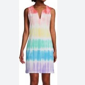 Lands' End size medium Multicolor Tie-Dye Mini Dress cotton pullover coverup sun